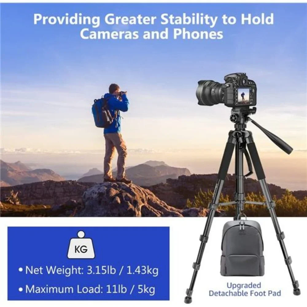 74’’ Camera Tripod with Travel Bag,Cell Phone Tripod with Wireless Remote